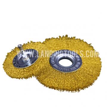 Circular Brushes Crimped Brass Wire 38mm  With Hex Bolt .  Use For Drill Machine   510101