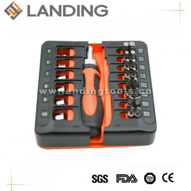 23pcs  Ratchet Screwdriver  And Bits Set   644201