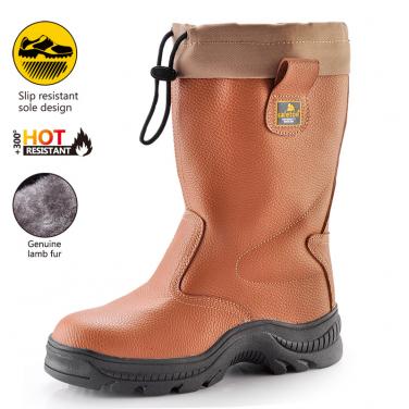 Brown safety boots for winter H-9426 Brown