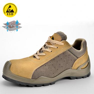 Safety shoe for summer beige and gray L-7295