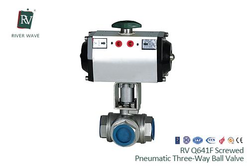 RV Q641F Screwed Pneumatic Three-way Ball Valve
