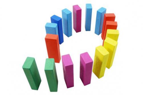 Colored layers of building blocks of toys