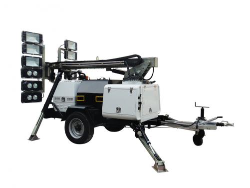 Full hydraulic LED lighting tower for mining