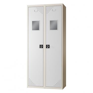 Mirrored double door clothing cabinet