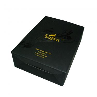 Black Printing Wine Carrier Box With Hot Foil Logo