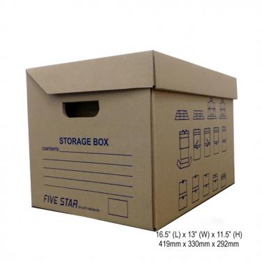 Single wall corrugated paper storage box with logo printing