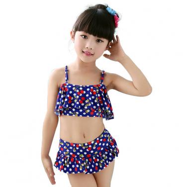 Girls floral printing bikini set muti-color