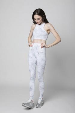 Ladies' high-waist printing active wear high neckline and long leggings