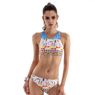 Ladies printed two pieces swimwear bikini slip bottom OEM service