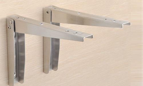 Folding bracket wall mounted shelving