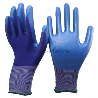 Super Soft Seamless Knitted Navy Blue Nylon Dipped Nitrile Glove- NY1850-NV/B