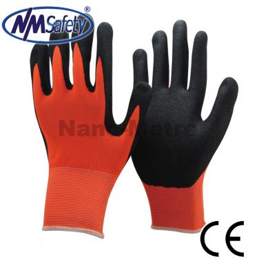 Sandy Nitrile Coating Palm Nylon Work Glove- NY1350S-OR/BLK