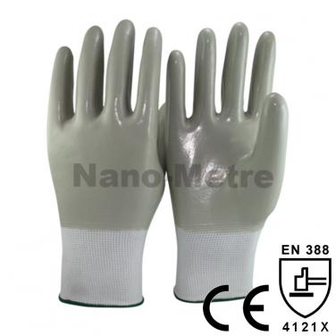 White Nylon Liner Full Coated Grey Nitrile on palm glove- NY1359-LG