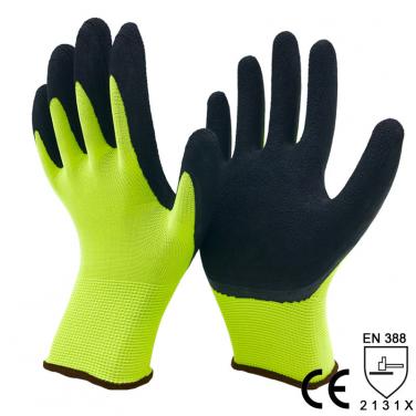 13G Hi-viz Yellow Nylon Liner Coated Foam Latex Palm Anti-Slip Glove -NM1350F-HY/BLK