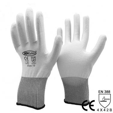 White PU Dipping Palm Cut-Proof Safety Gloves - DY110-PU