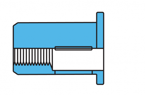 Flat Head Slotted Body Blind Rivet Nuts