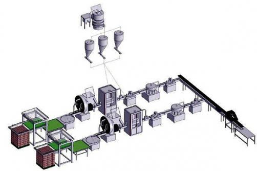 Automatic powder bottle production line