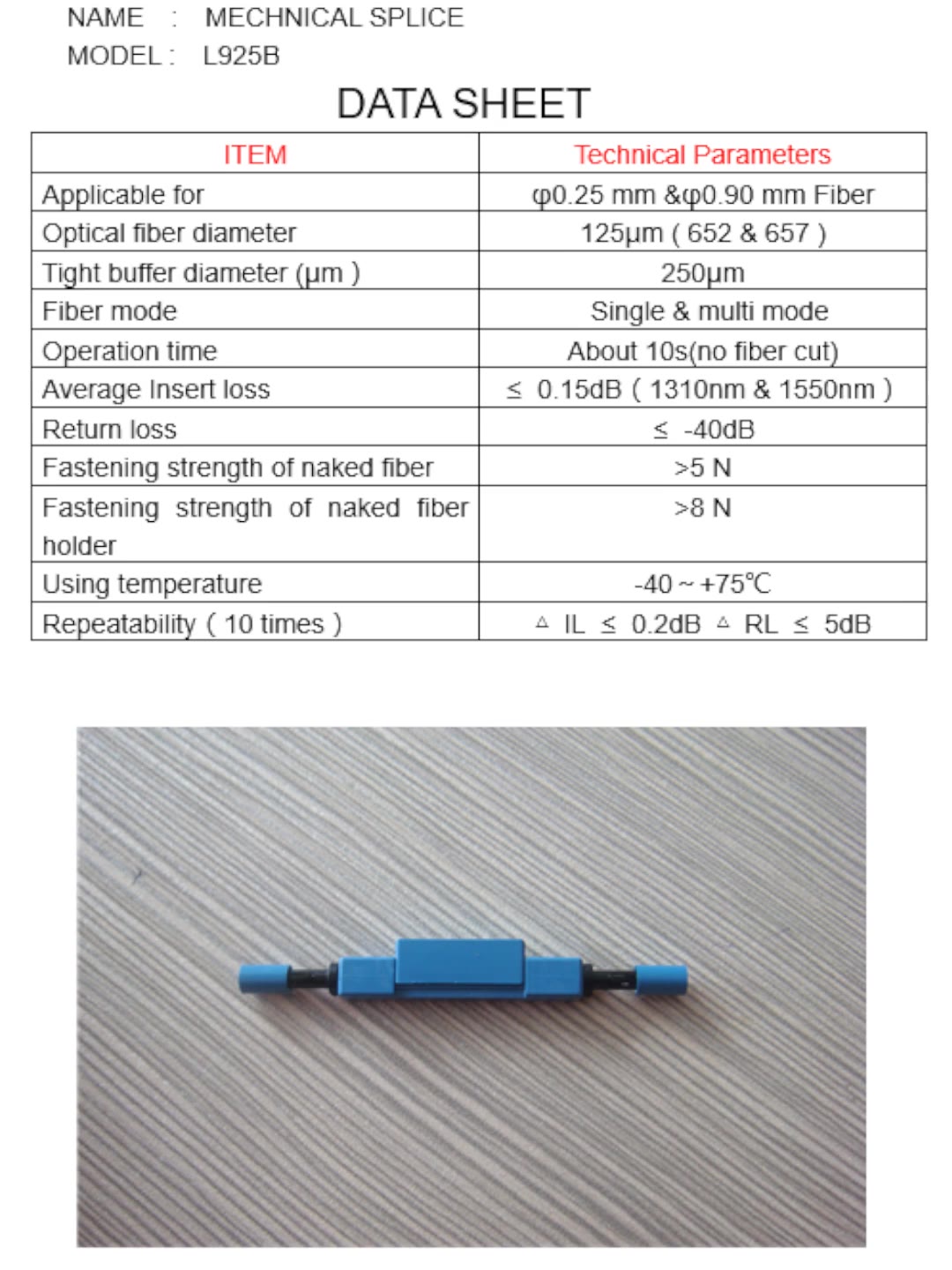 W-TEL-FFC-Series Fiber fast connector