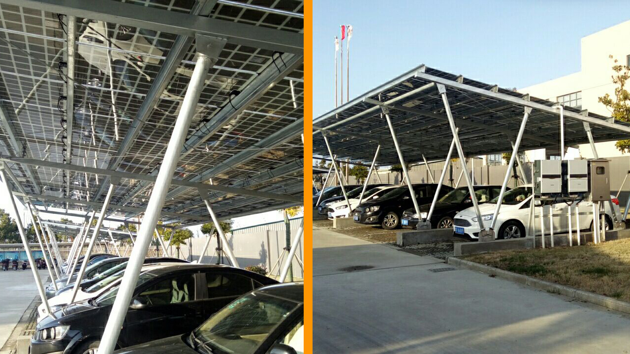 The interior and side of MPMC Photovoltaic Carport